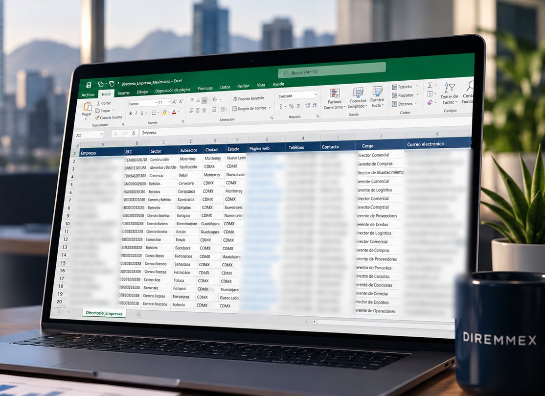 Directorio de empresas de México abierto en Excel